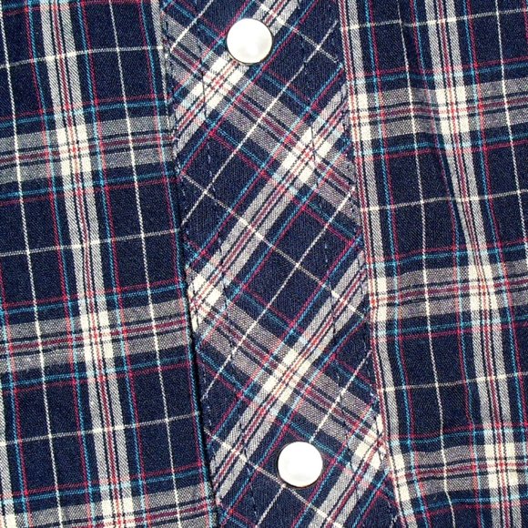 Wrangler 90s Vintage Mens Pearl Buttons Black Plaid Long Sleeve Shirt sz. XL New - Picture 2 of 4